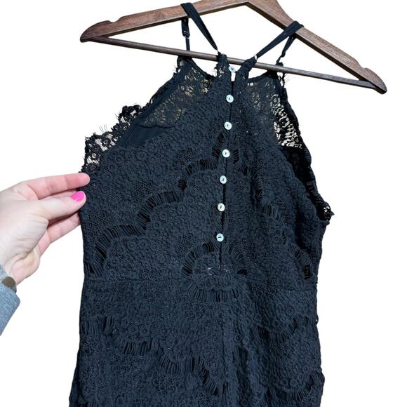 Free People Intimately "She's Got It" black lace mini dress Medium - Picture 6 of 10